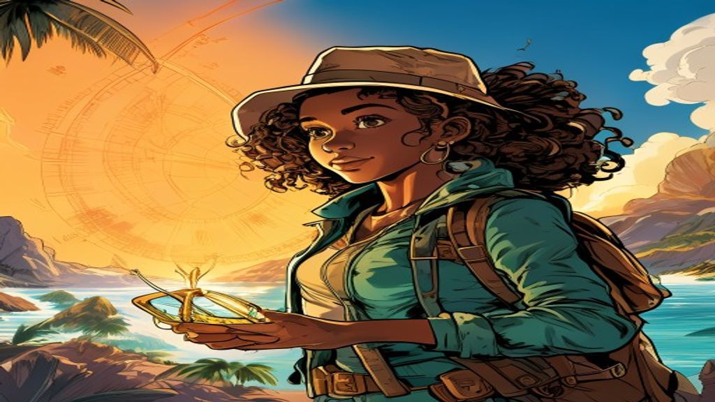 Maya stands at a glowing X on the map grid near a steep cliff edge